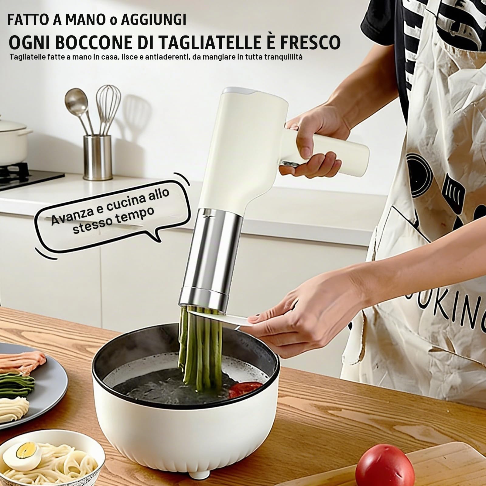 Macchina per Pasta Elettrica, Macchina per Pasta Ricaricabile, Macchinas per La Pasta Fresca Con 5 Stampi per Pasta, Torchio per Pasta in Acciaio Inossidabile per Picnic O Domestico