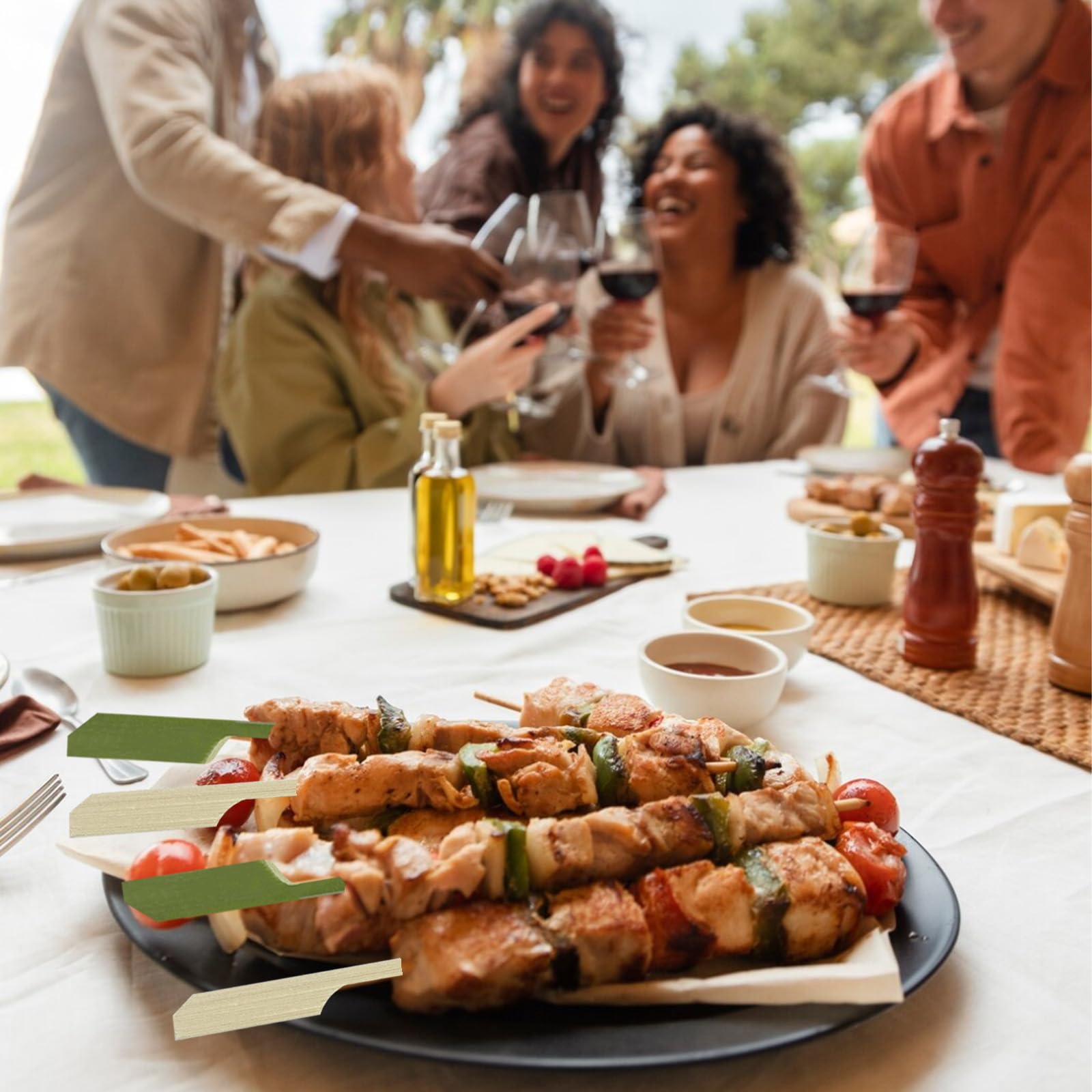 Spiedini in bambù per antipasti (60 confezioni), stuzzicadenti naturali da 20,3 cm, per antipasti, cocktail, frutta, sandwich, robusti spiedini in legno per barbecue, feste, snack, barbecue, cibo