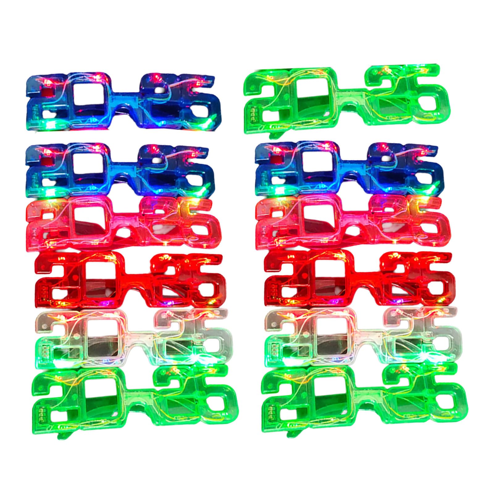 Yuxita As Shown In Pictures New Year 2025 Glasses Flashing Glasses Light Up Eyewears Party Props Decoration Carnivals Photo Props Eyewears 12Pcs