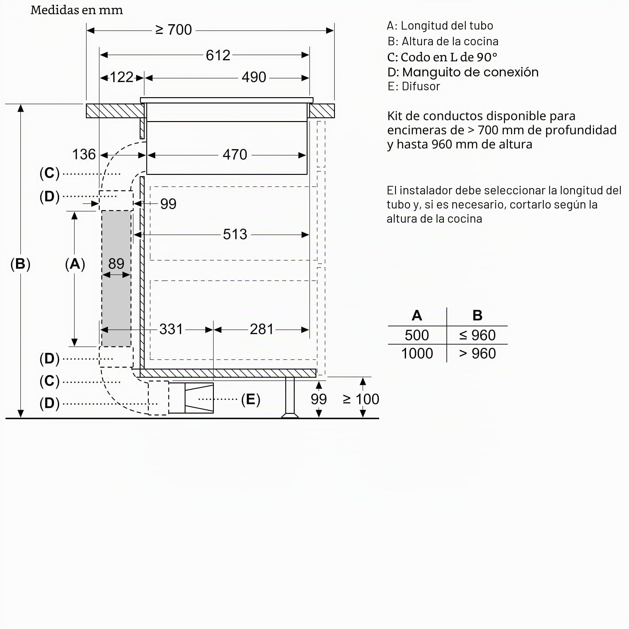 NEFF V58NBS1L0 N 50 - Placa de inducción con extractor integrado de 80 cm, extremadamente silencioso, sin marco, control táctil, inducción Combi, filtro de grasa fácil de limpiar, nivel de potencia