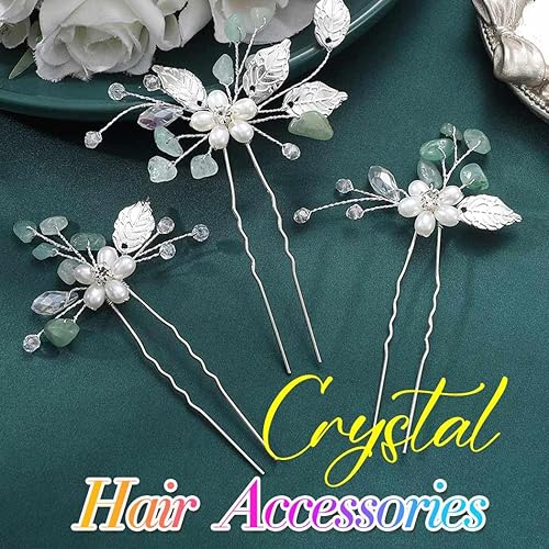 Miniatura 7 de Heread Horquillas para el pelo de novia con diseño de flores de perlas para novias, accesorios para el cabello con diamantes de imitación de ópalo