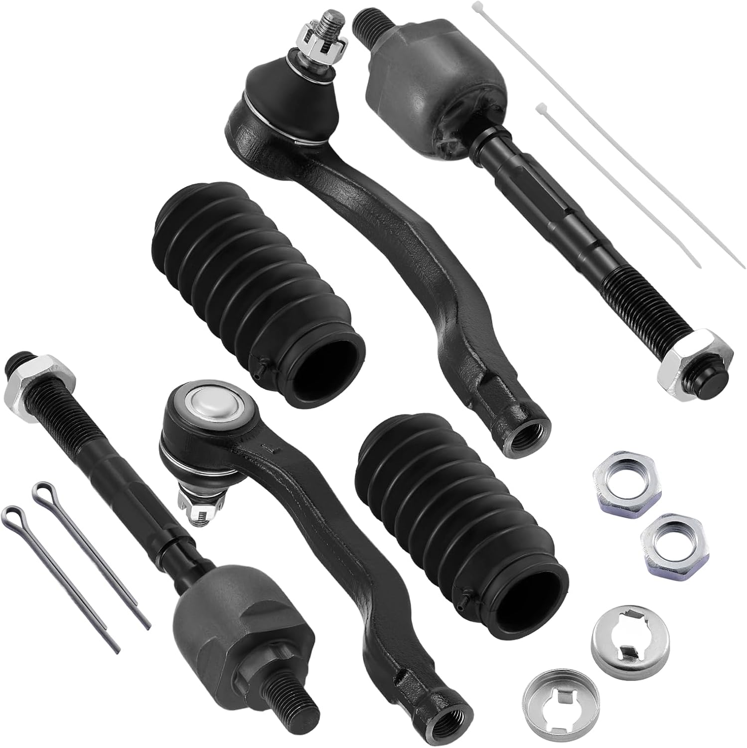 6PCS EV367 ES3331 ES3332 Front Inner/Outer Tie Rod Ends Kit w/Tie Rod Boot Compatible with Honda Civic 1996-2000, Compatible with Acura EL 1997-2000