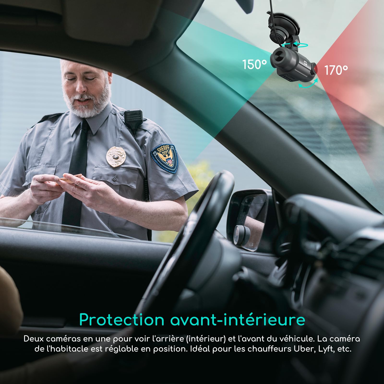 COOAU D30S 4K Dashcam Voiture avec GPS, Wi-FI, Dashcam Voiture Avant Intérieur 2,5K 1080P, Vision Nocturne Infrarouge, supercondensateur, accéléromètre, Mode stationnement, Enregistrement en Boucle