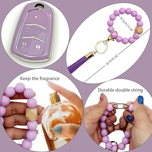 Miniatura 9 de RFSRZ Funda para llavero Honda Civic, con cuentas moradas, compatible con llave inteligente Honda Civic CR-V XR-V 2022 2023 (para Honda C4)