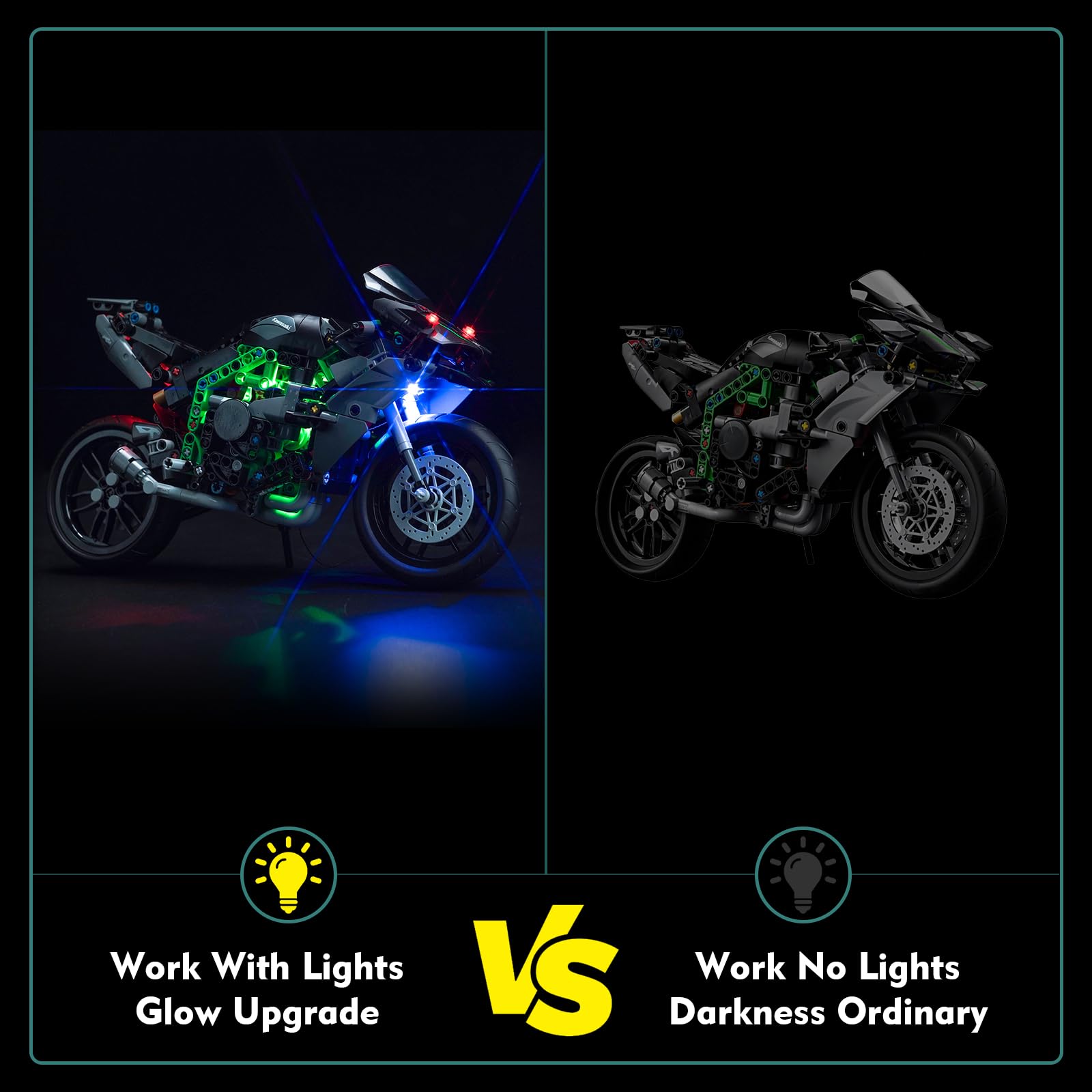 LocoLee Light Kit for Lego Kawasaki Ninja H2R Motorcycle, LED Lighting Set for Lego 42170 Technic Kawasaki Ninja H2R Motorcycle - Image 3