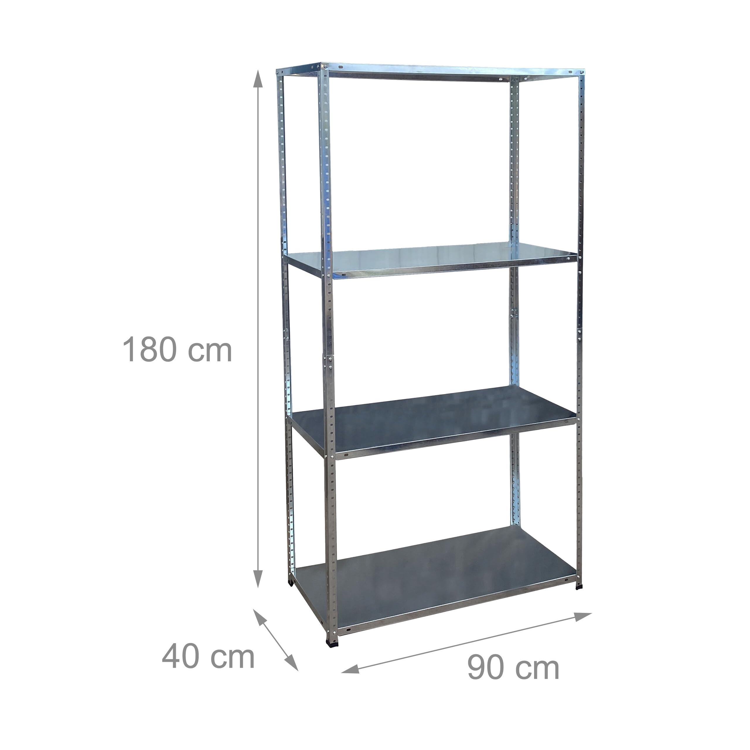 Relaxdays 2 x estanterías, Acero galvanizado, HBT 180 x 90 x 40 cm, 160 kg, 4 Niveles, sótano y Garaje, Carga Pesada, Plateado