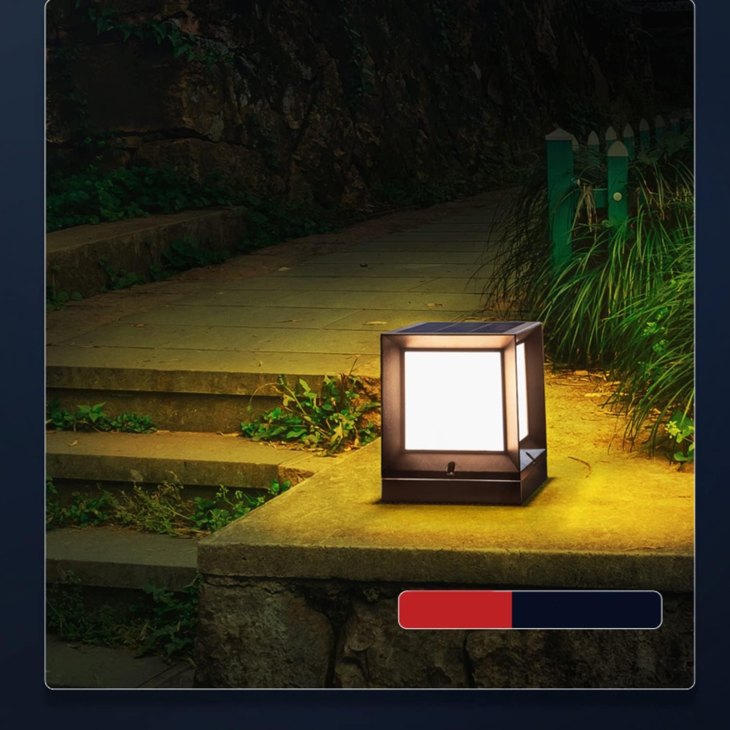 Luces Exteriores para Postes Lámpara De Sobremuro Exteriores, LED Solares Farolas Jardin, Luz De Pedestal Negra Luz De Trayectoria con Mando A Distancia Regulable para Patio Uso En Exteriores (Size :