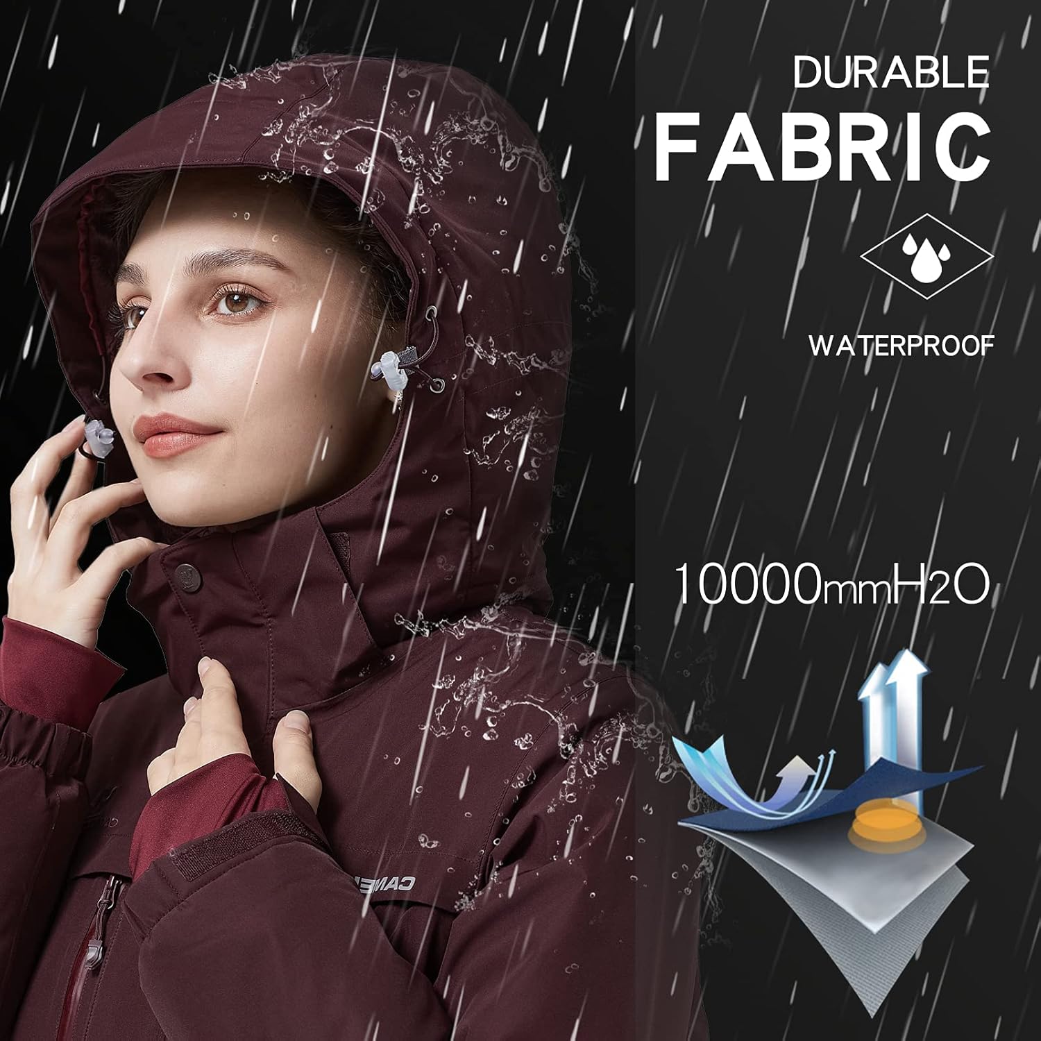 CAMEL CROWN Women’s Mountain Snow Waterproof Ski Jacket Detachable Hood Windproof Fleece Parka Rain Jackt Winter Coat - Image 4