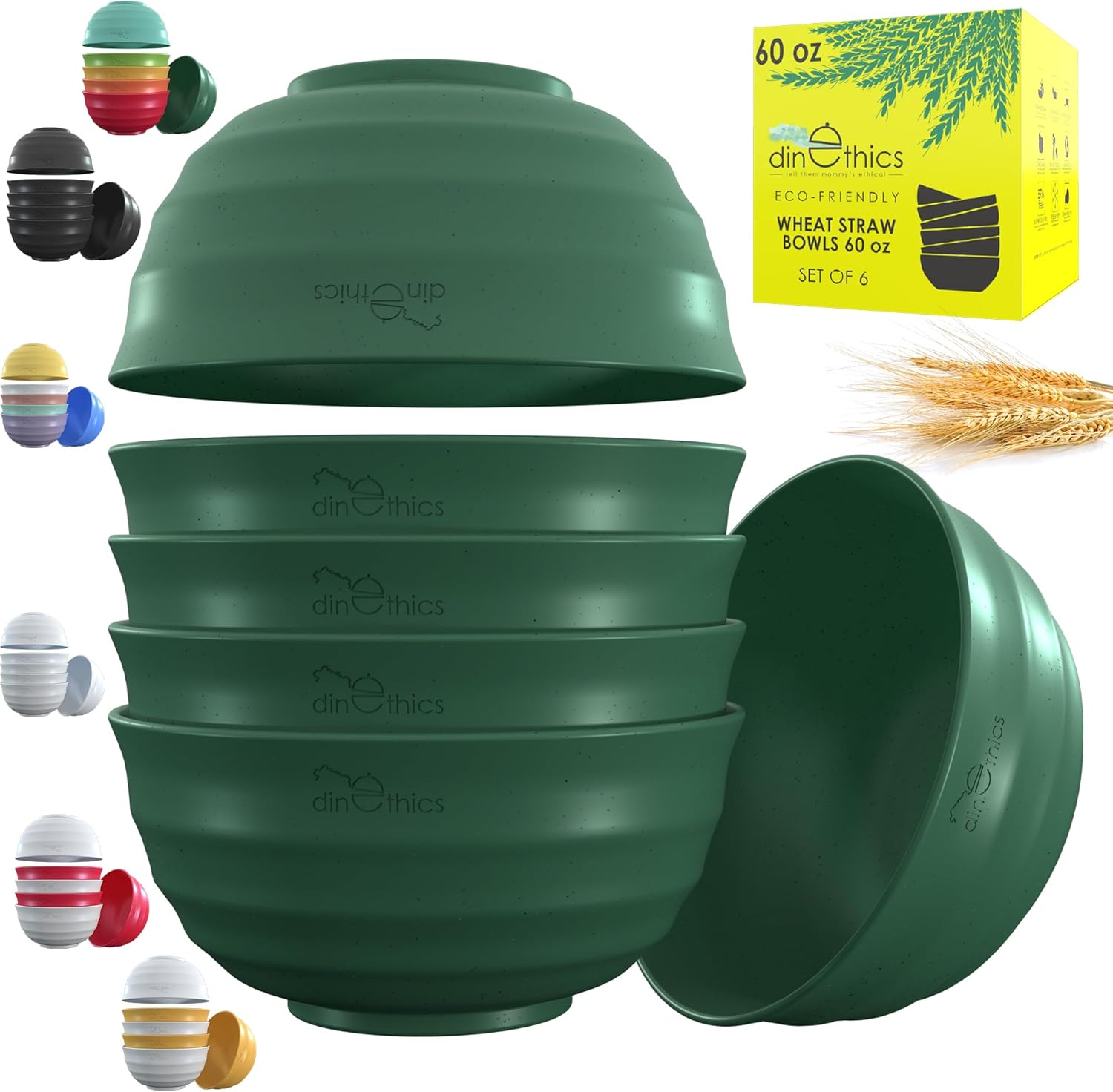 60 OZ 6 Big Bowl Set Wheat Straw Bowls