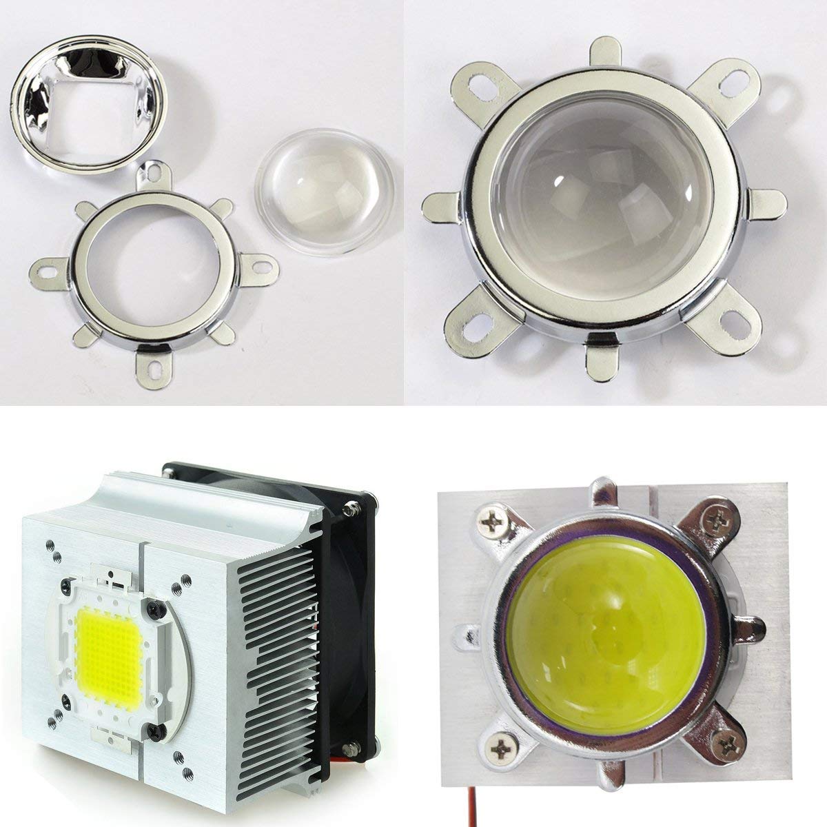 Ventilateur de refroidissement de dissipateur en aluminium + lentille de 44mm 60 degrés pour 50W 100W LED Chip