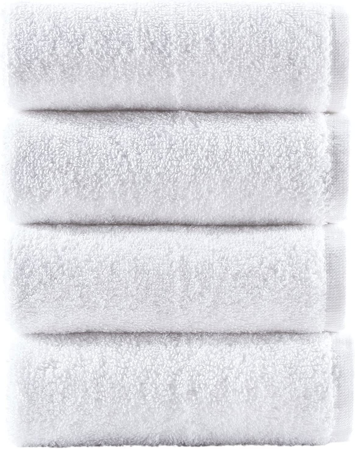 Towelbay White 4 X Face Cloths -500 Gsm- Premium Egyptian Cotton Flannel Wash Cloth Fingertip Towel Set For Gym, Spa (, Cotton)