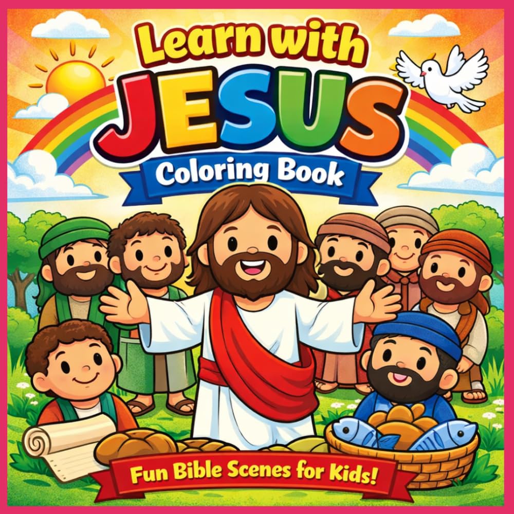 Learn with Jesus Coloring Book: Fun and Easy Bible Scenes for Kids Ages 4–8