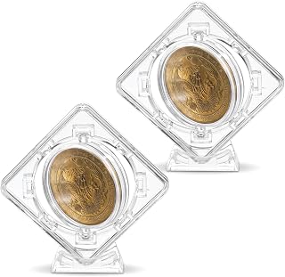2-Piece Coin Display Case Stand Holders, Standing Clear Acrylic Coins