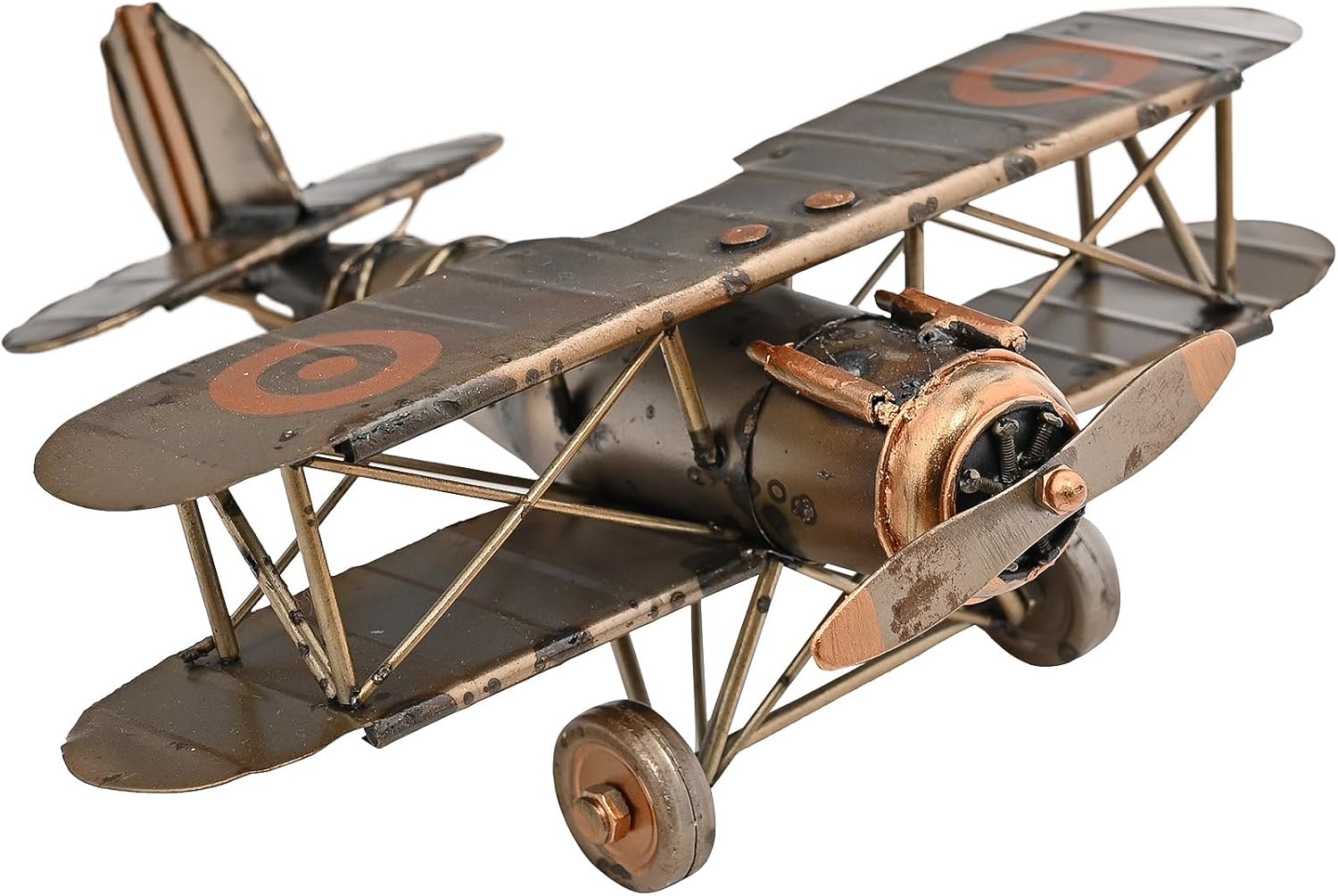 Harvey Makin - Metal Vintage Plane Ornament - WW2 Aviation Inspired Biplane Figurine for Gifting And Homeware - Living Room, Bedroom, Man Cave Home Decor - H: 8cm x W: 21cm.