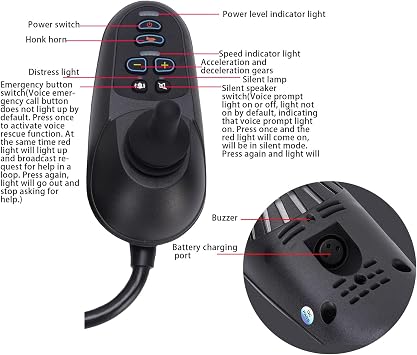 Electric Power Wheelchair Controller Joystick, Stable Control Versatile Accessory with Compatibility, 50A Universal with High Current Magnetic Brake Connector, Ergonomic