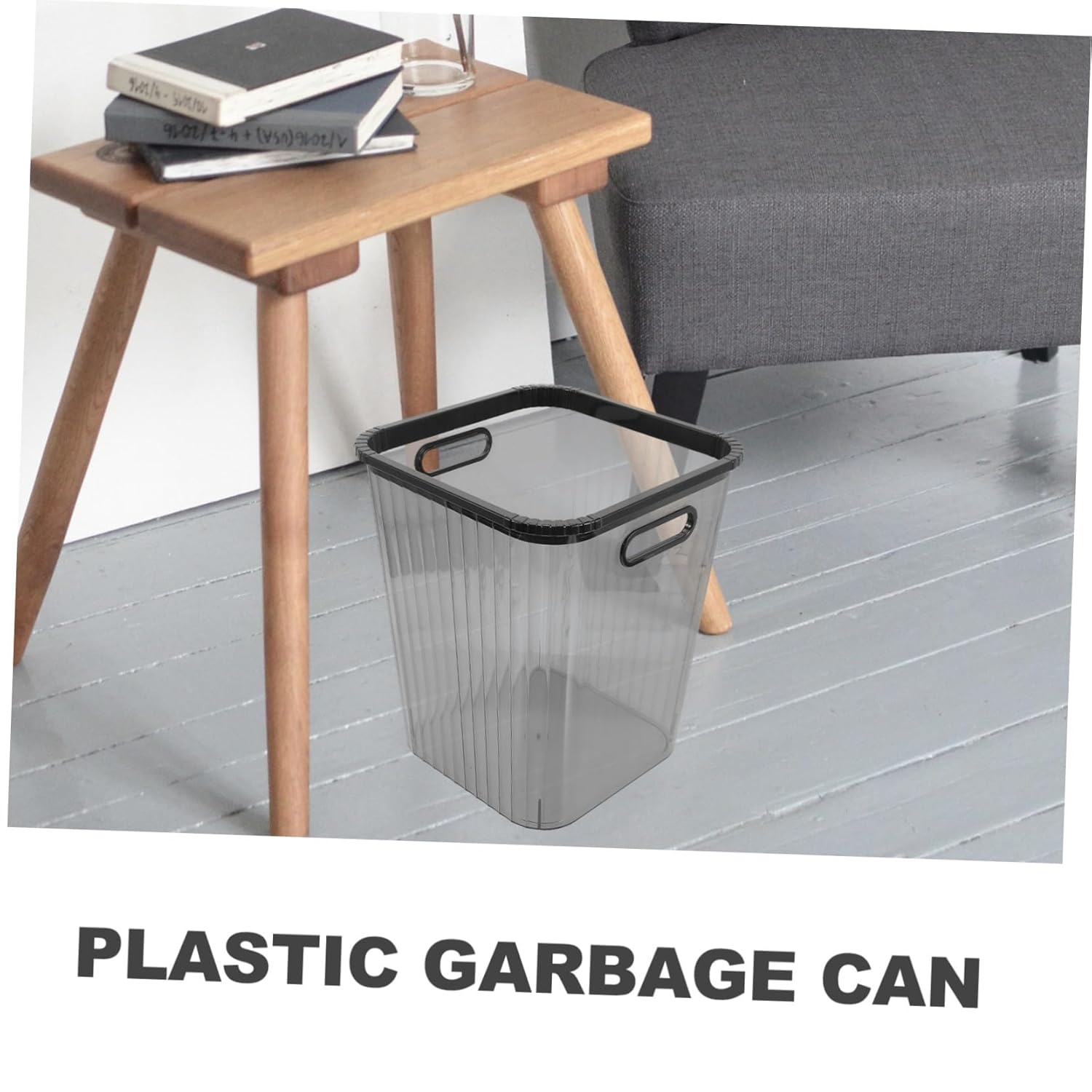 Transparent Plastic Trash Bin with Handle Reusable Multi-use Garbage Storage Holder for Kitchen Living Bedroom and Office Waste Basket for Neat Home Organization
