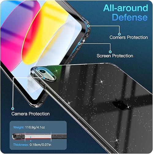 Vista 67 de TiMOVO Funda transparente para iPad (A16) 11ª generación de 11 pulgadas 2025, iPad de 10.9 pulgadas 2022, funda protectora trasera transparente