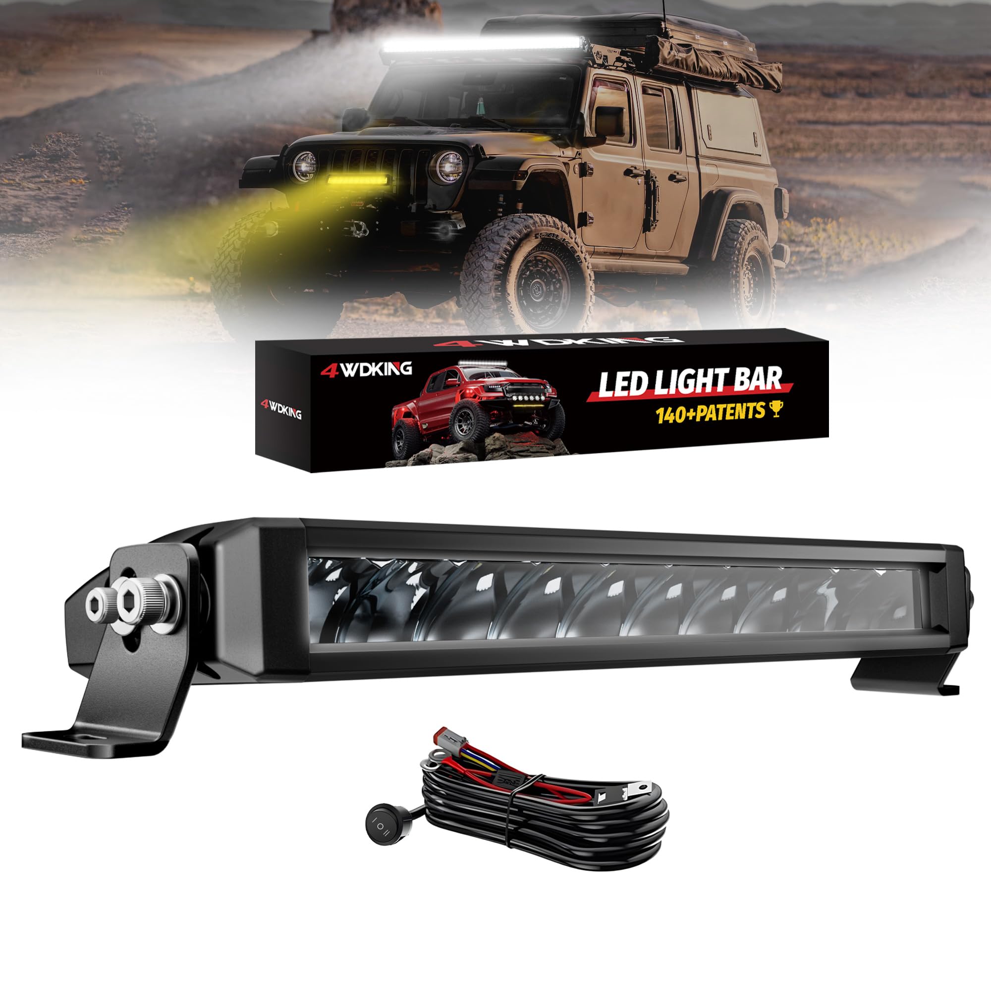 4WDKING 12 Inch Dual-Color Slim LED Light Bar