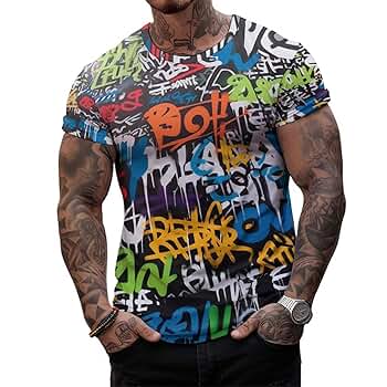 Amazon.com: Men's Graffiti Print T-Shirt 3D Black Panther
