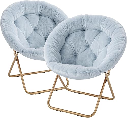 Miniatura 19 de Magshion Silla platillo para adultos, cómoda silla de sala de estar para dormitorio, esquina, dormitorio, apartamento, asiento circular esponjoso