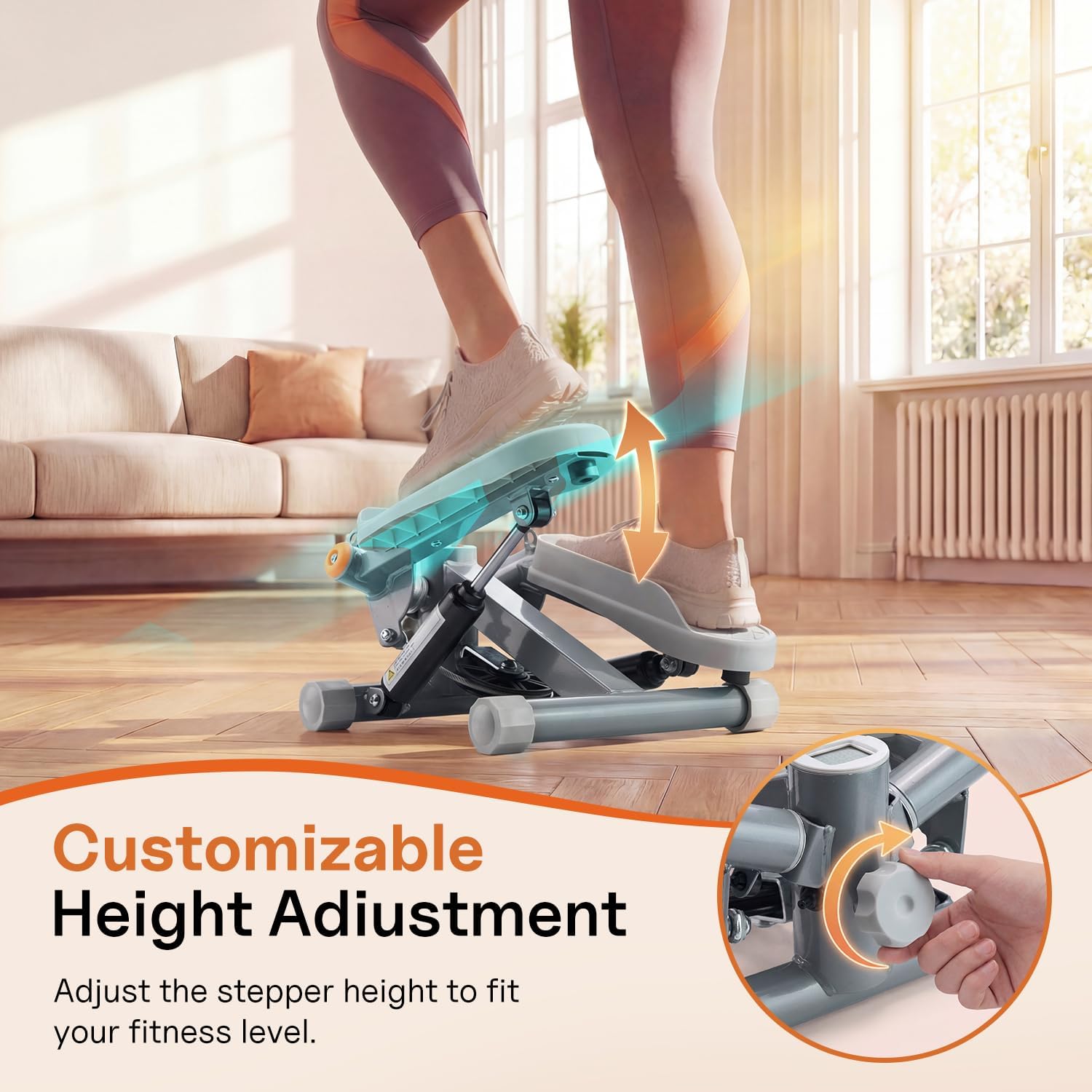 YYJO Steppers for Exercise,Stair Stepper Twist Mini Stepper with Resistance Bands, Portable Cardio Equipment 330LBS Weight Capacity for Body Shaping