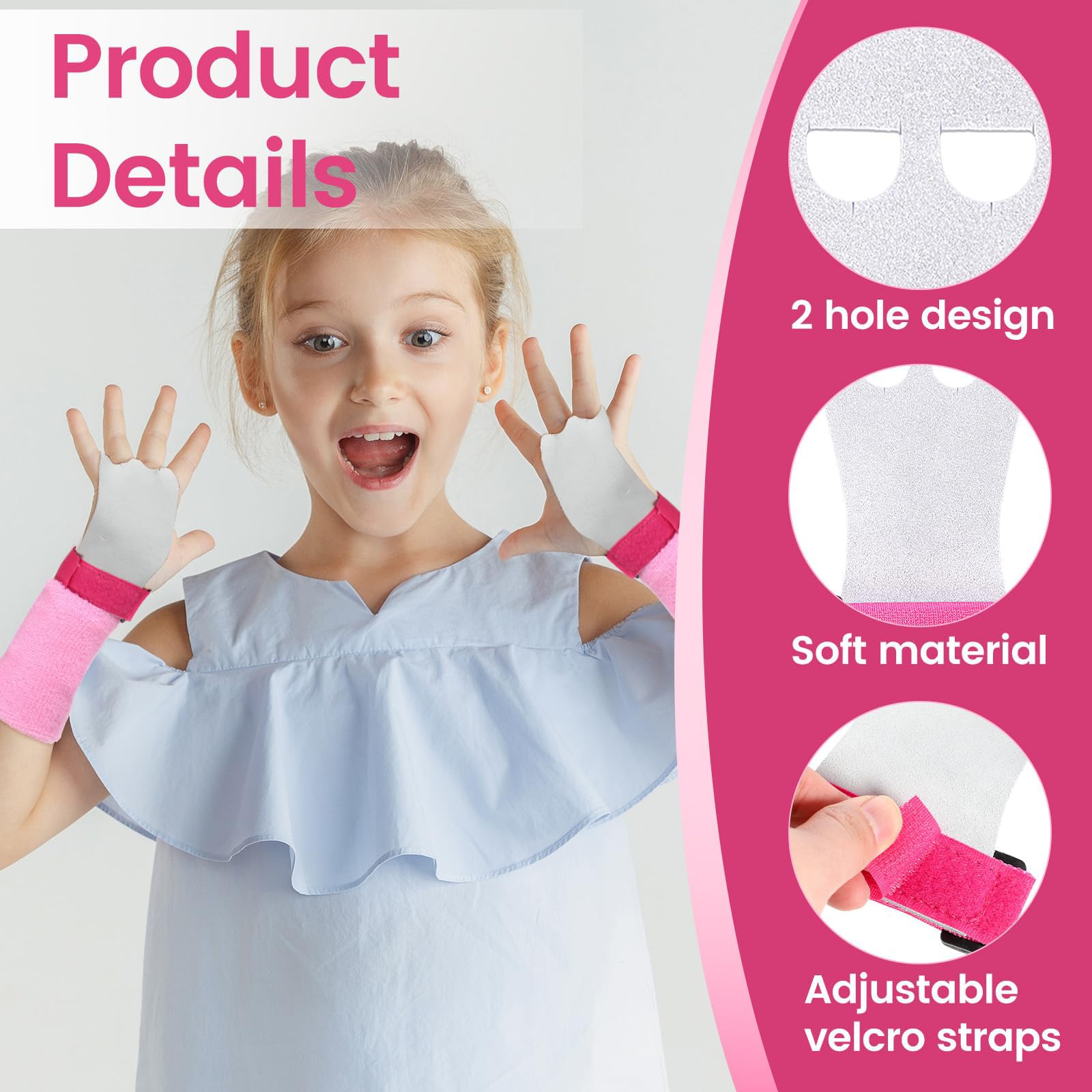 Paracalli Ginnastica Artistica, Set di Polsini da Ginnastica, Palm Protector Grips, Manopole da Paracalli Artistica Bambina, Bodybuilding, per Esercizio Bambini Ragazzi(Rosa)