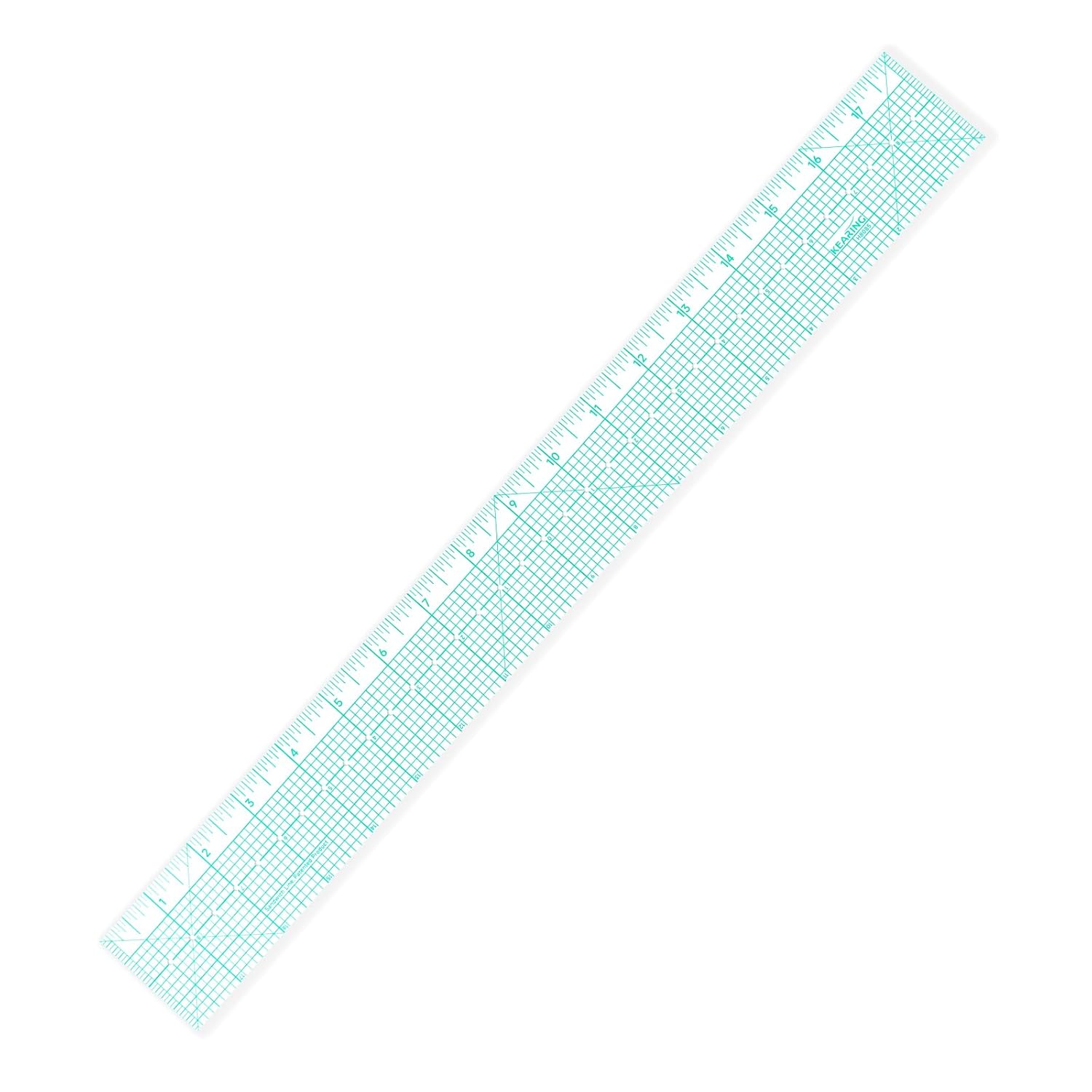 KEARING Clear Sewing Graph Fashion Design Ruler with Holes, Sandwich Line, 2 x 18, Zero Centering, Transparent Pattern Grading Dress Making Ruler for Sewing Quilting Design