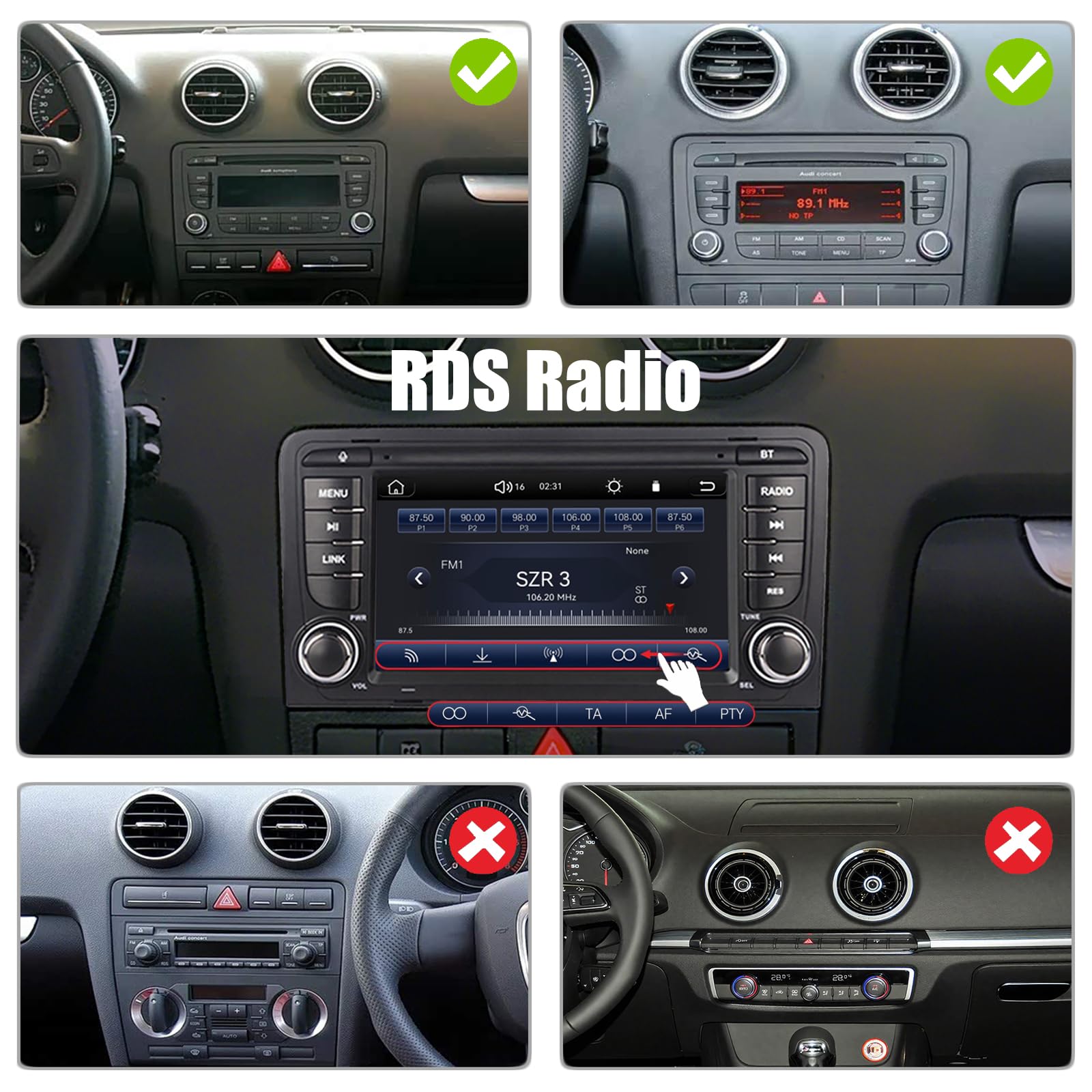 Fast Boot Linux Radio samochodowe kompatybilne z Audi A3 S3 RS3 8P 2003-2012 Bluetooth/Wireless CarPlay/Android Auto/FM/AM/RDS/USB
