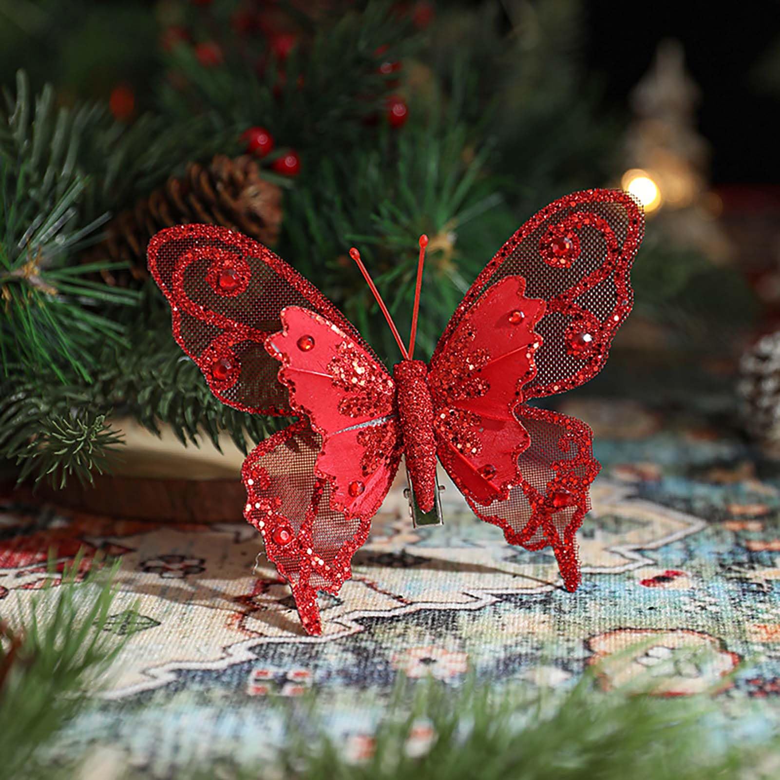 Set Decorazioni Farfalle 3D Iridescenti Per Natale E Capelli - 3 O 6 Pezzi, Colorate E Scintillanti