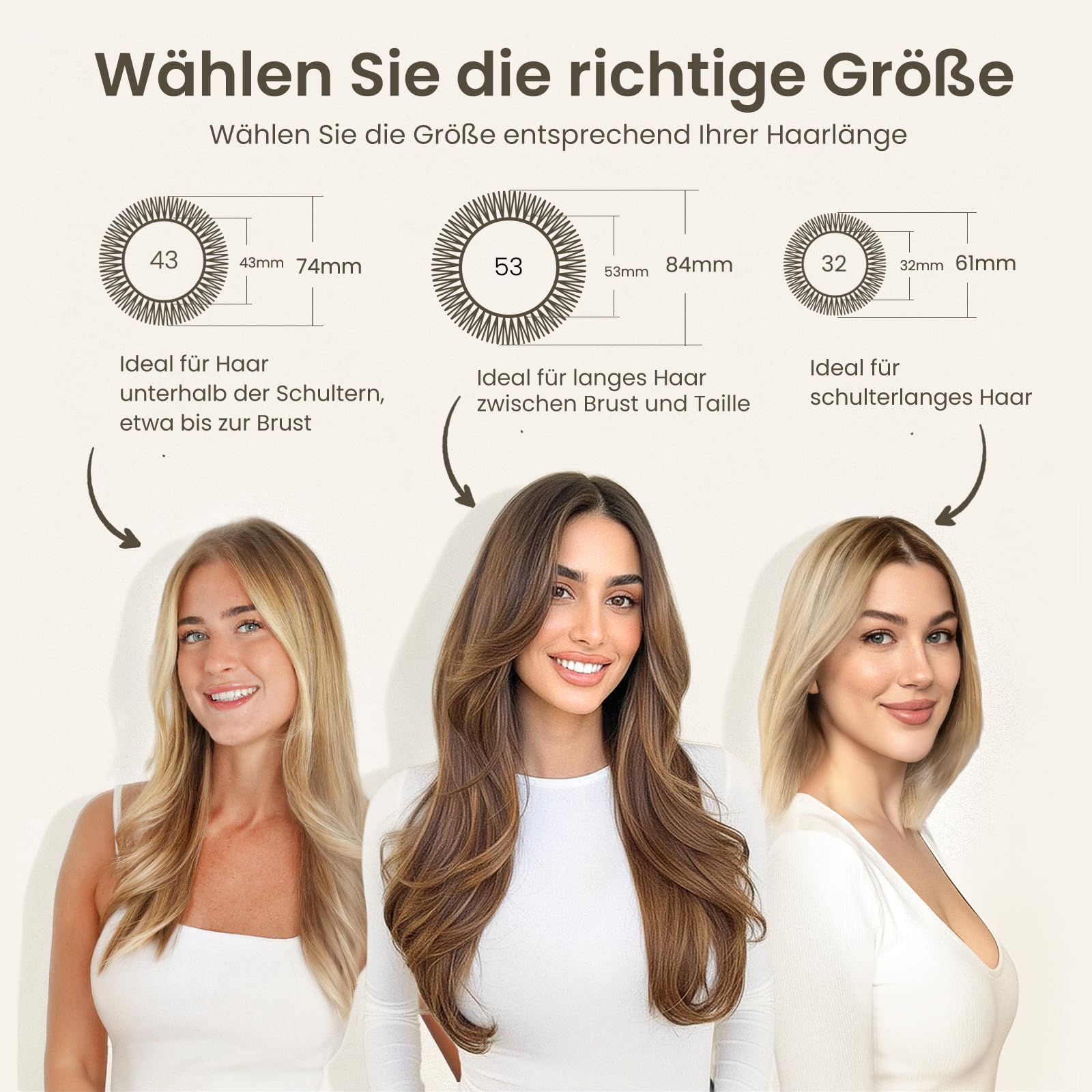 AIMIKE Grosse Rundbürste zum Föhnen für Lange Haare,Rundbürste Groß mit Wildschweinborsten und Rutschfestem Griff, Haarbürste Rund für das Trocknen der Haare, Glätte, Volumen und zum Glänzen-53MM