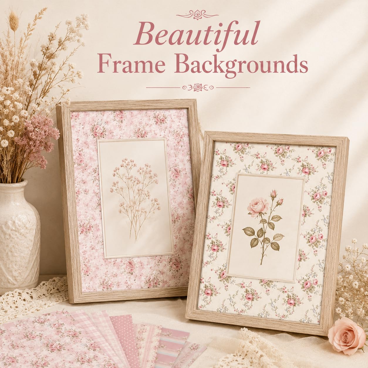 Różowy kwiatowy papier do scrapbookingu, dwustronny karton, 24 arkusze papieru do tworzenia kart, do samodzielnego wykonania albumu fotograficznego, dekoracja
