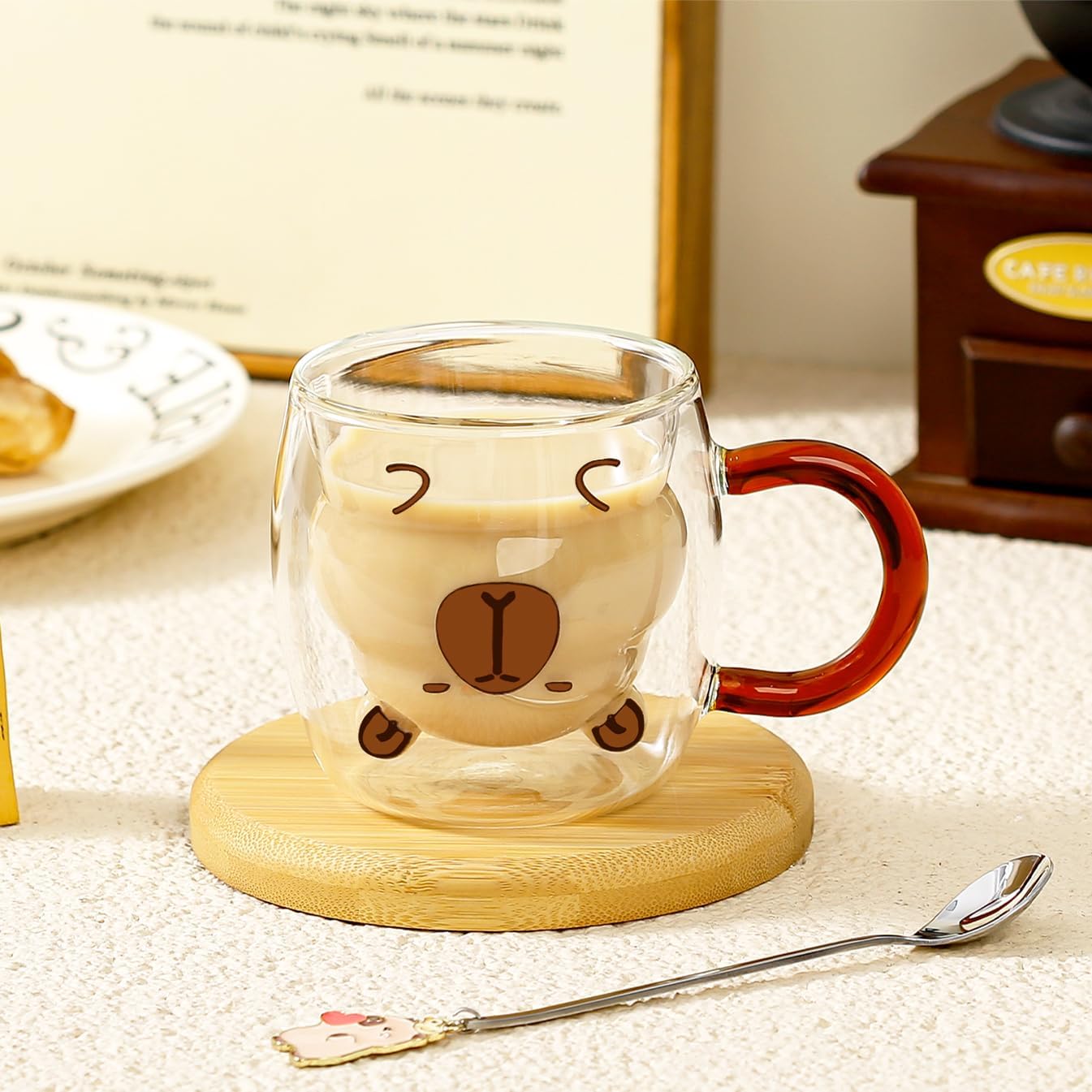 Birthday Gifts for Women Men Cute Capybara Mug Double Walled Coffee Glasses Cups Tea Cappuccino Latte Cup Funny Christmas Gifts Cute Capybara Stuff Gift for Mom Friend Coworker Her Him Home Decor - Image 2