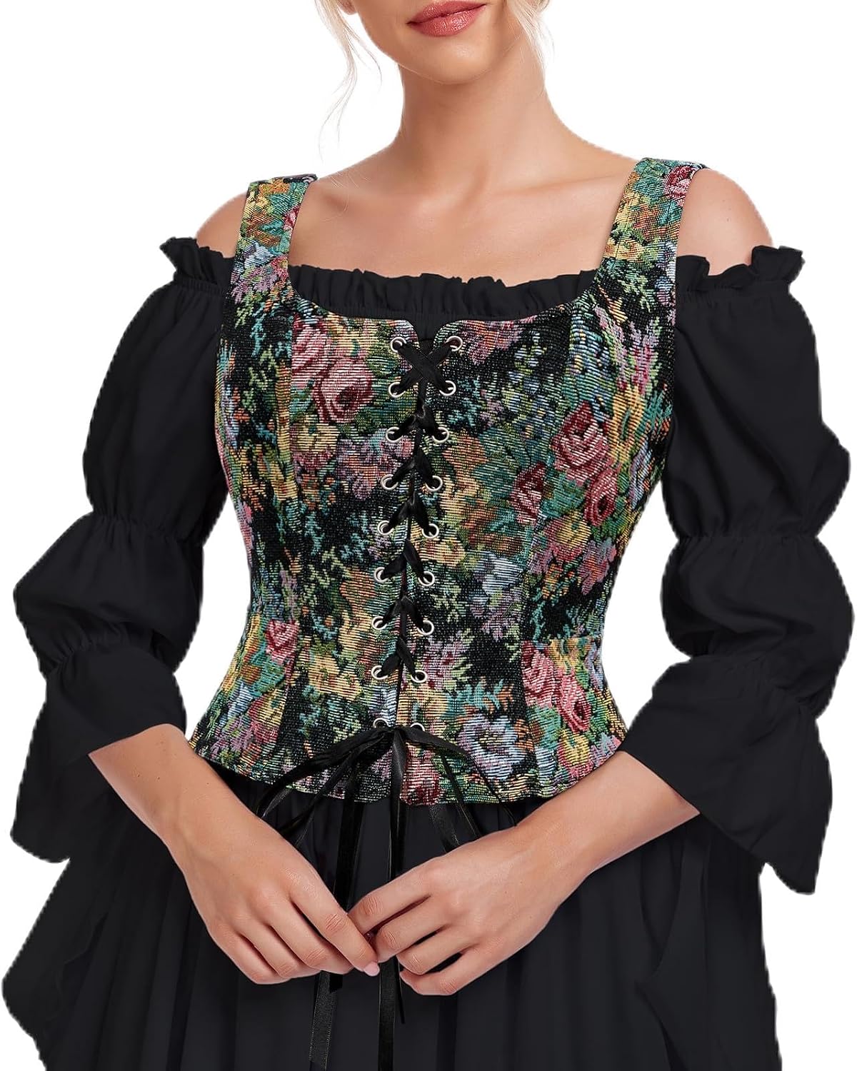 American Trends Renaissance Corset Pirate Vest Medieval Renaissance Costume Women Steampunk Gothic Vintage Cosplay Bodice
