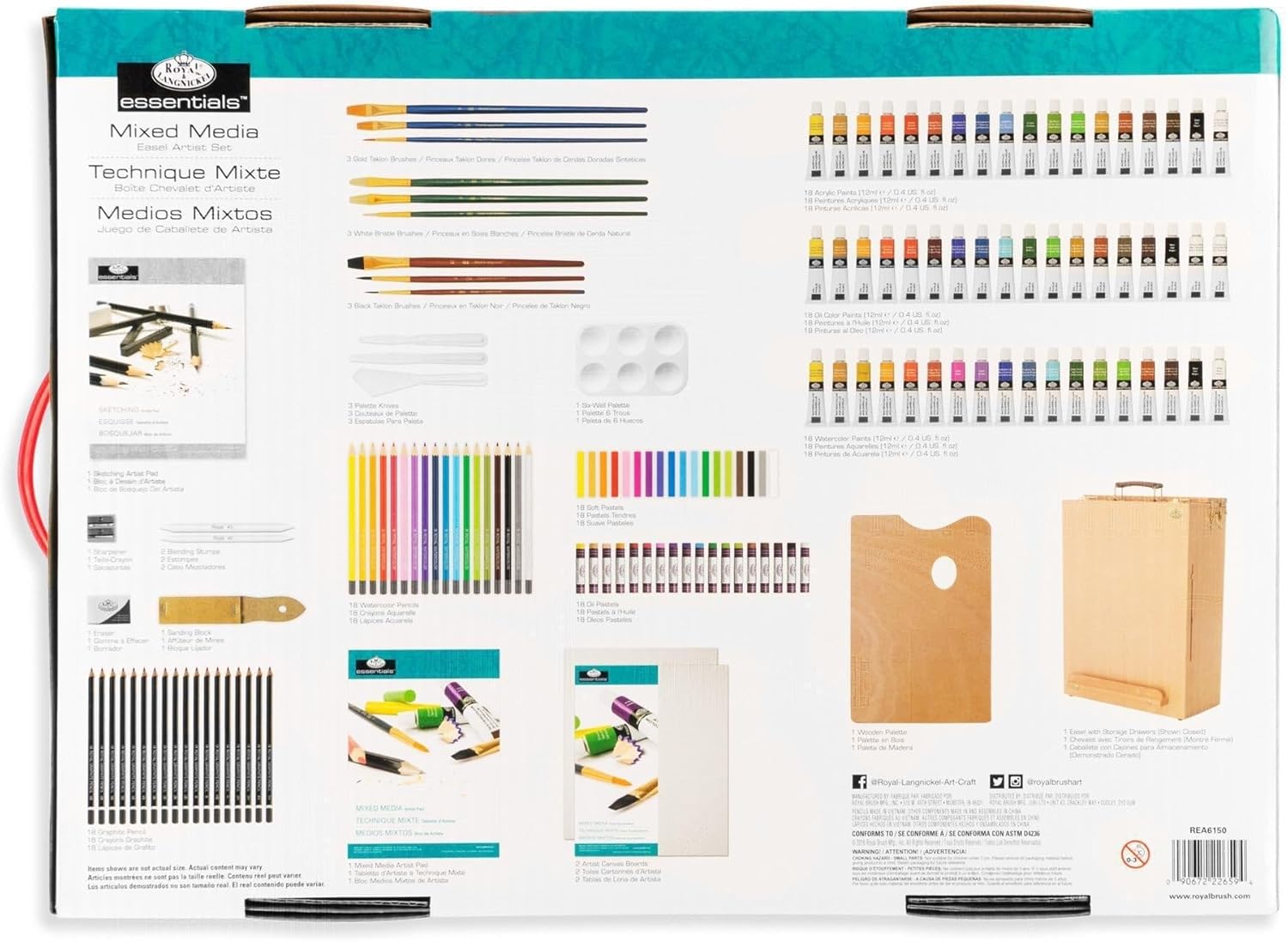 Royal & Langnickel 150-Piece All Media Easel Artist Set, Multicolor