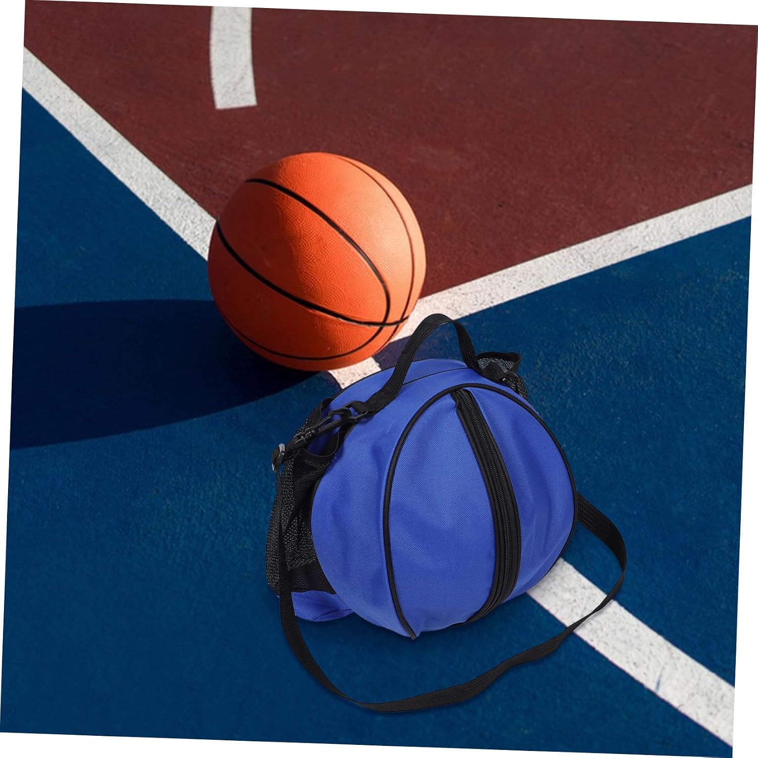 YARNOW Single Shoulder Basketball Carry Bag with Side Mesh Pocket for Water Bottle Portable Sports Equipment Storage for Soccer Volleyball and Gym Use
