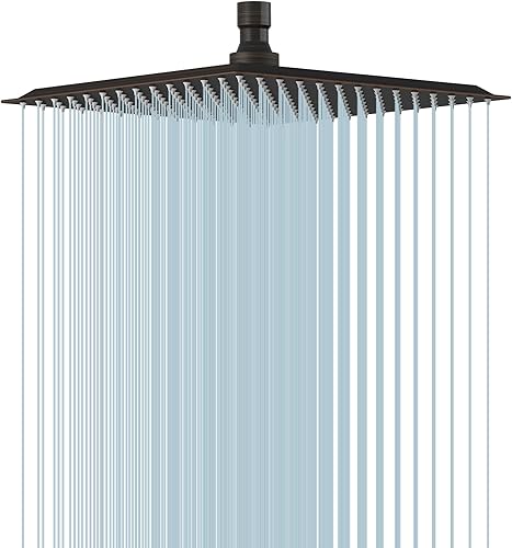 Miniatura 101 de BESy - Cabezal de ducha efecto lluvia cuadrado, de acero inoxidable de alta presión, de 1/16”, ultra fino, cobertura de cuerpo completo con boquilla