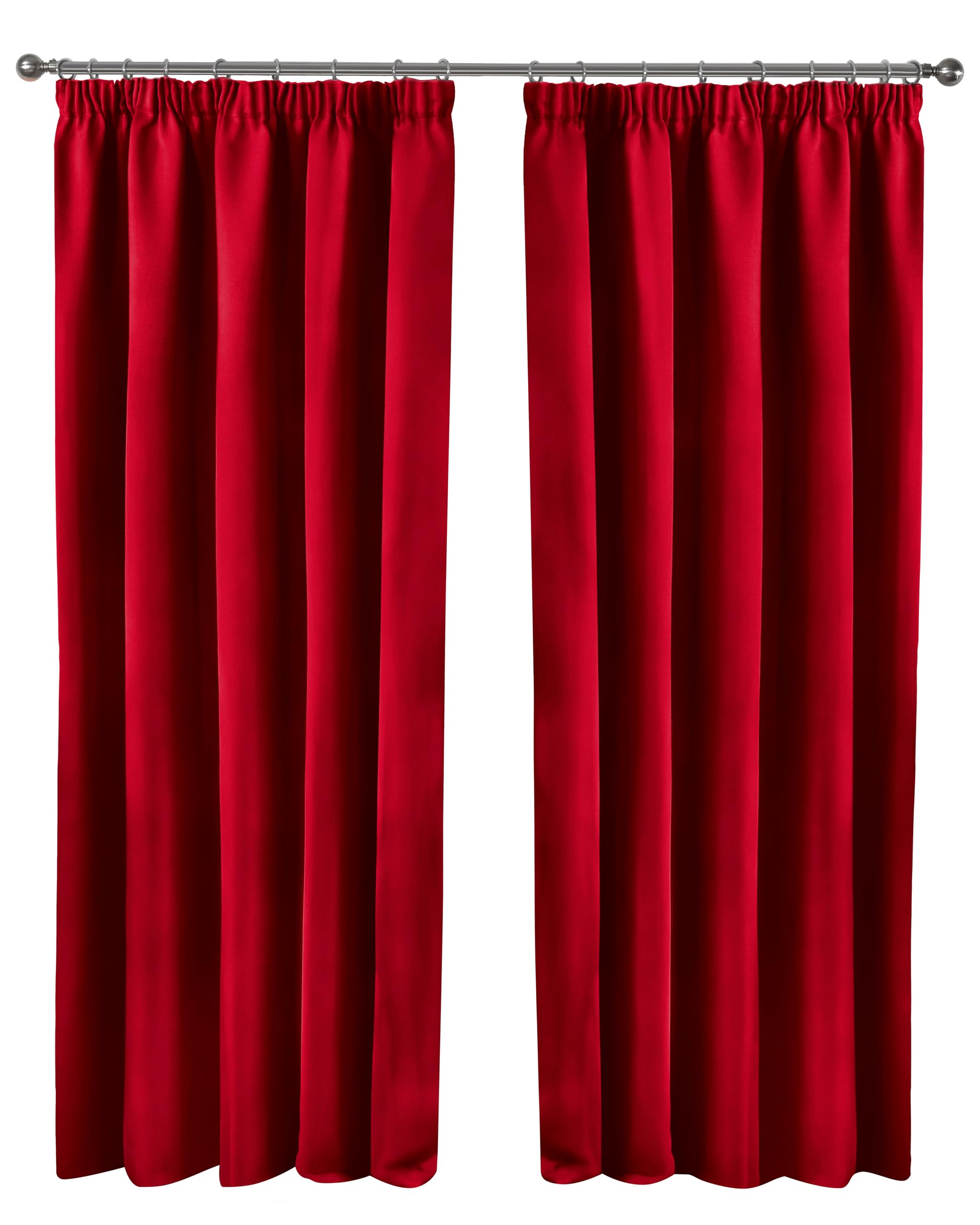 Emma Barclay Red – Blackout Curtains For Bedroom Living Room Thermal Insulated Woven Pencil Pleat Blackout Curtains Cali Collection - 46” X 54” Inch
