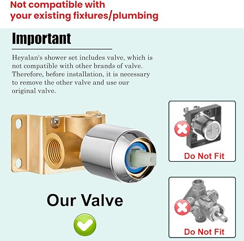 Miniatura 2 de Juego de cabezal de ducha y mango de 8 pulgadas, juego de grifo de ducha cuadrado para baño, sistema de ducha de acero inoxidable, cabezal de ducha
