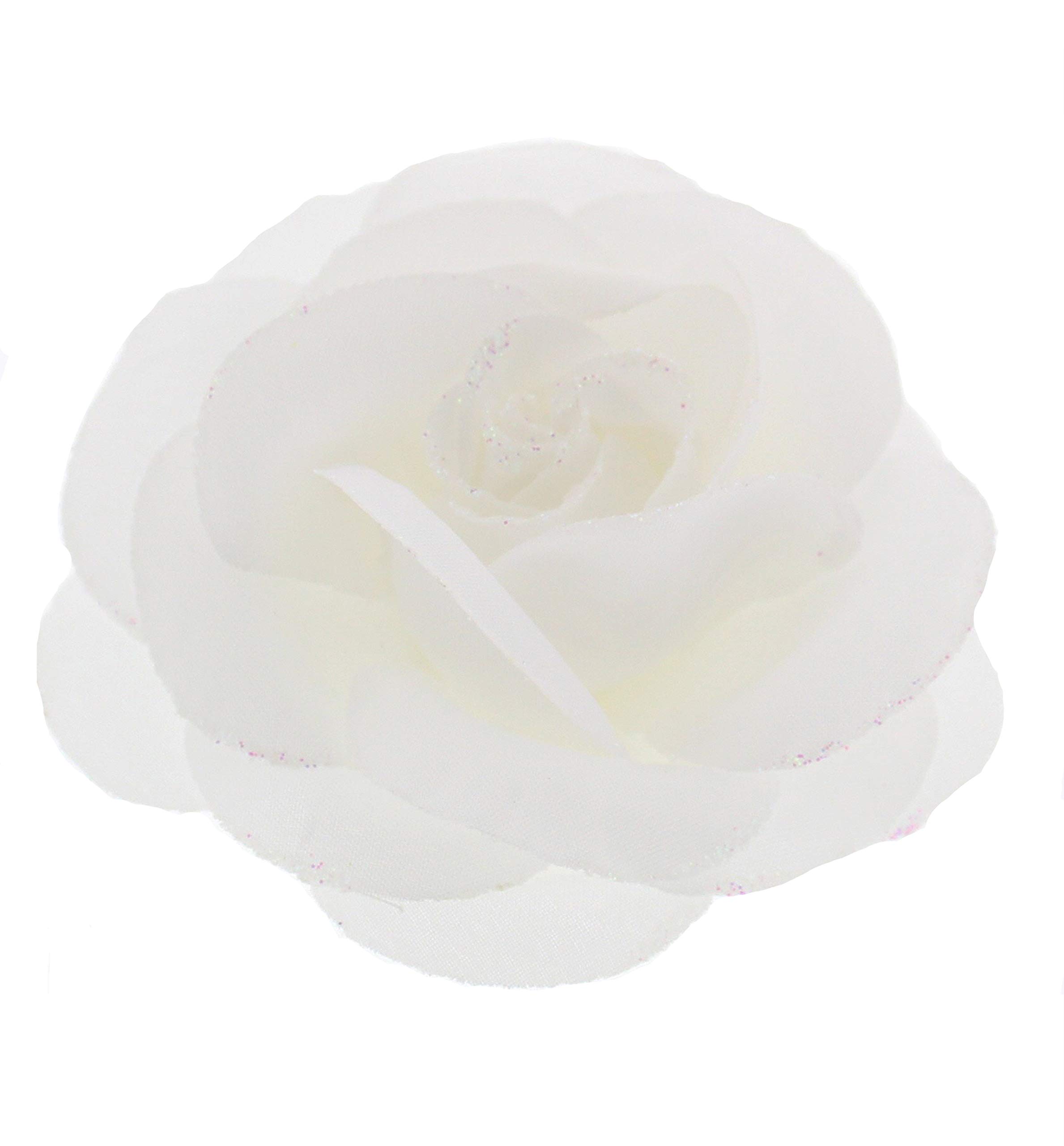 Zac's Alter Ego Glitter Rose Flower on Concord Clip & Brooch Pin