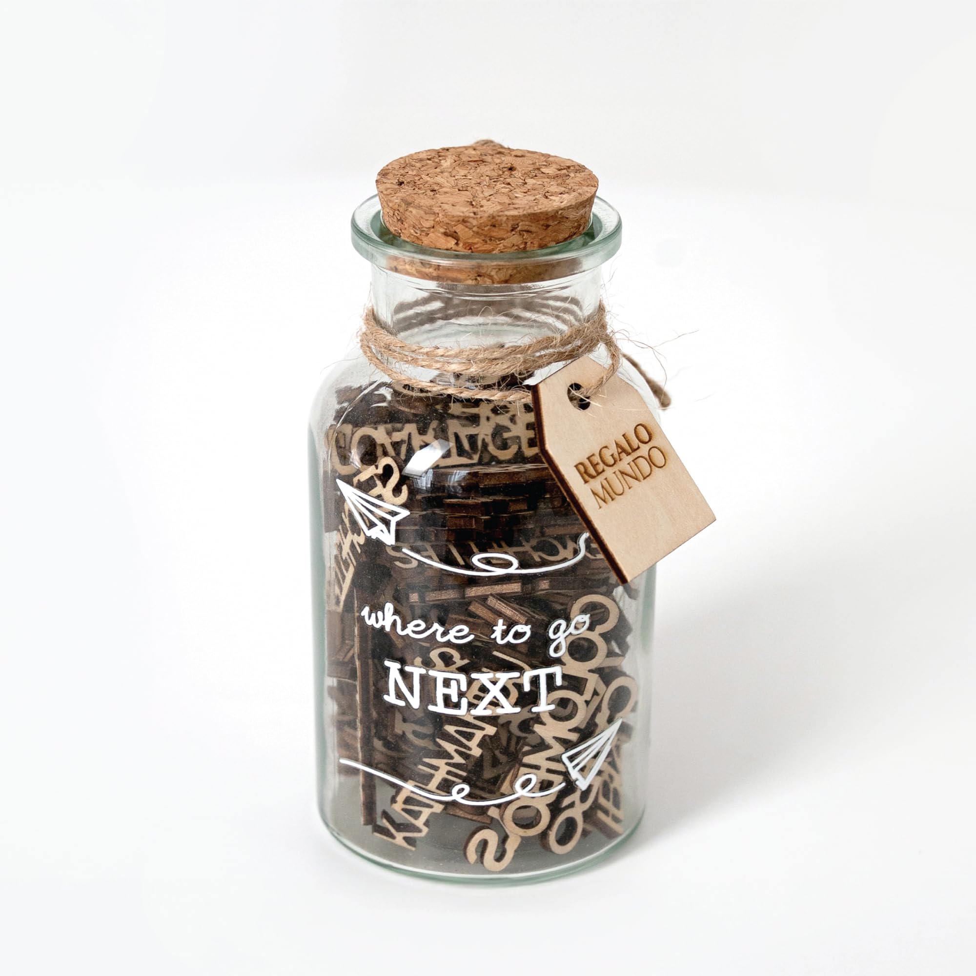 Where to Go Next – Travel Destination Jar | 100 Wooden Carved Places to Visit | Eco-Friendly Travel Gift for Travelers, Couples & Adventurers