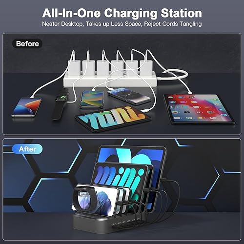 Miniatura 4 de MSTJRY Estación de carga rápida USB-C para múltiples dispositivos, soporte de carga, puertos de 20 W funcionan para iPhone iPad Smart Phone Tablets,