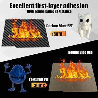for Bambu A1 mini 3D Printer Build Plate Carbon Fiber PET + Textured PEI, 184x184mm Spring Steel Plate,Double-Sided Smooth/Textured Flexible Hotbed Removable Build Surface Platform