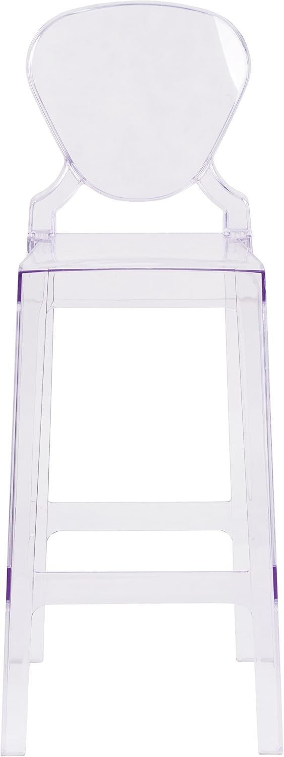 Flash Furniture McKenna 4 Pk. Ghost Barstool with Tear Back in Transparent Crystal