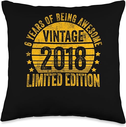 6 Year Old Vintage 2018 Limited Edition Bday Throw Pillow