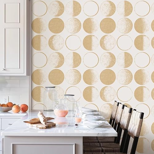 Miniatura 2 de Wudnaye Papel tapiz de luna marfil para despegar y pegar, papel de contacto moderno, 17.7 x 118.1 pulgadas, papel tapiz decorativo autoadhesivo