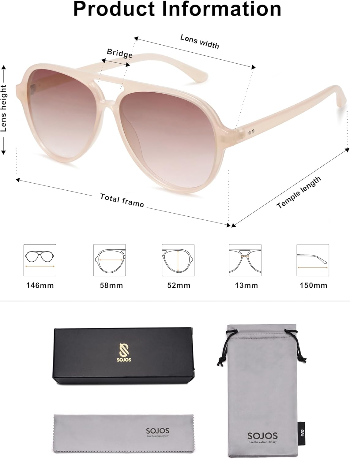 SOJOS Classic Polarized Aviator Sunglasses for Women Men, Retro Trendy Aviators Shades SJ2201 - Image 5