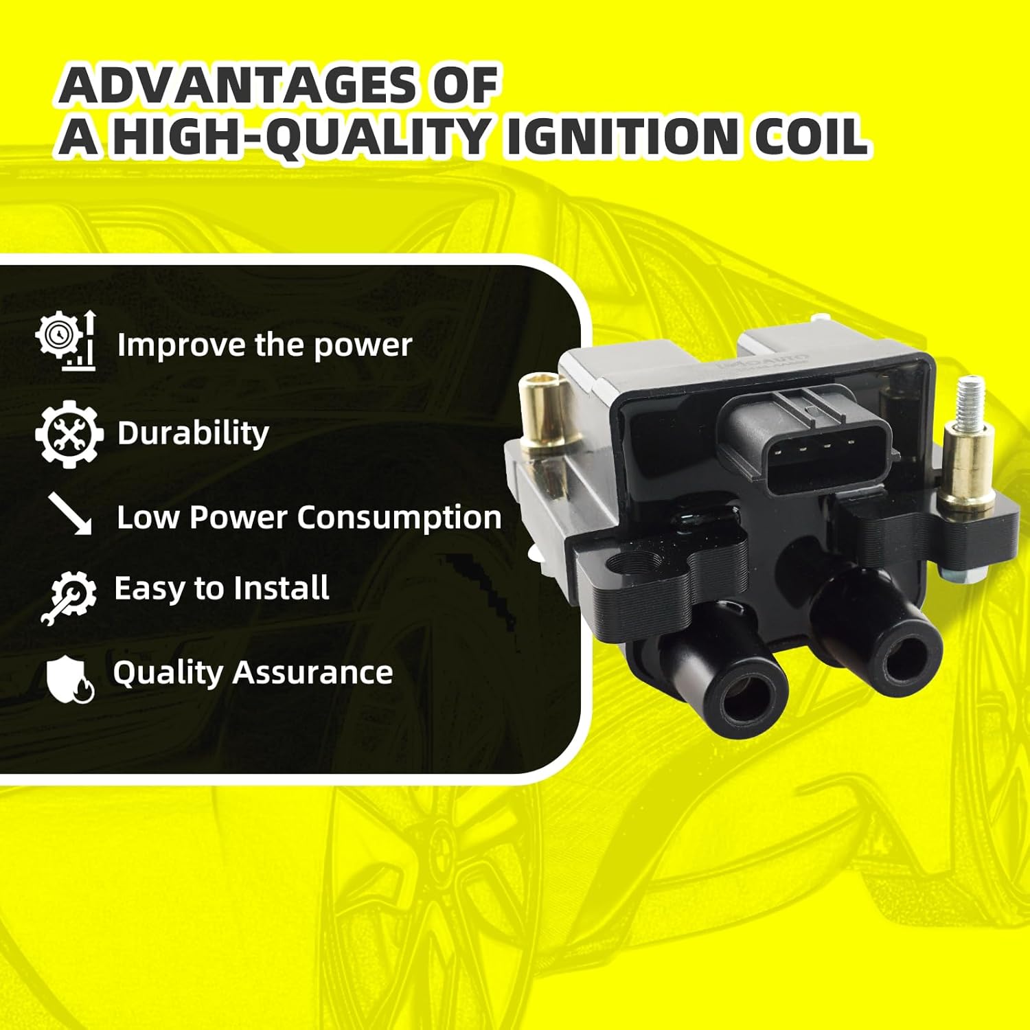 Set of 1 Ignition Coils Pack UF566 22433-AA500 & 4 PCS Iridium Spark Plugs with Wire Set Compatible with Subaru Outback Forester Impreza Legacy Saab 9-2X - H4 2.5L