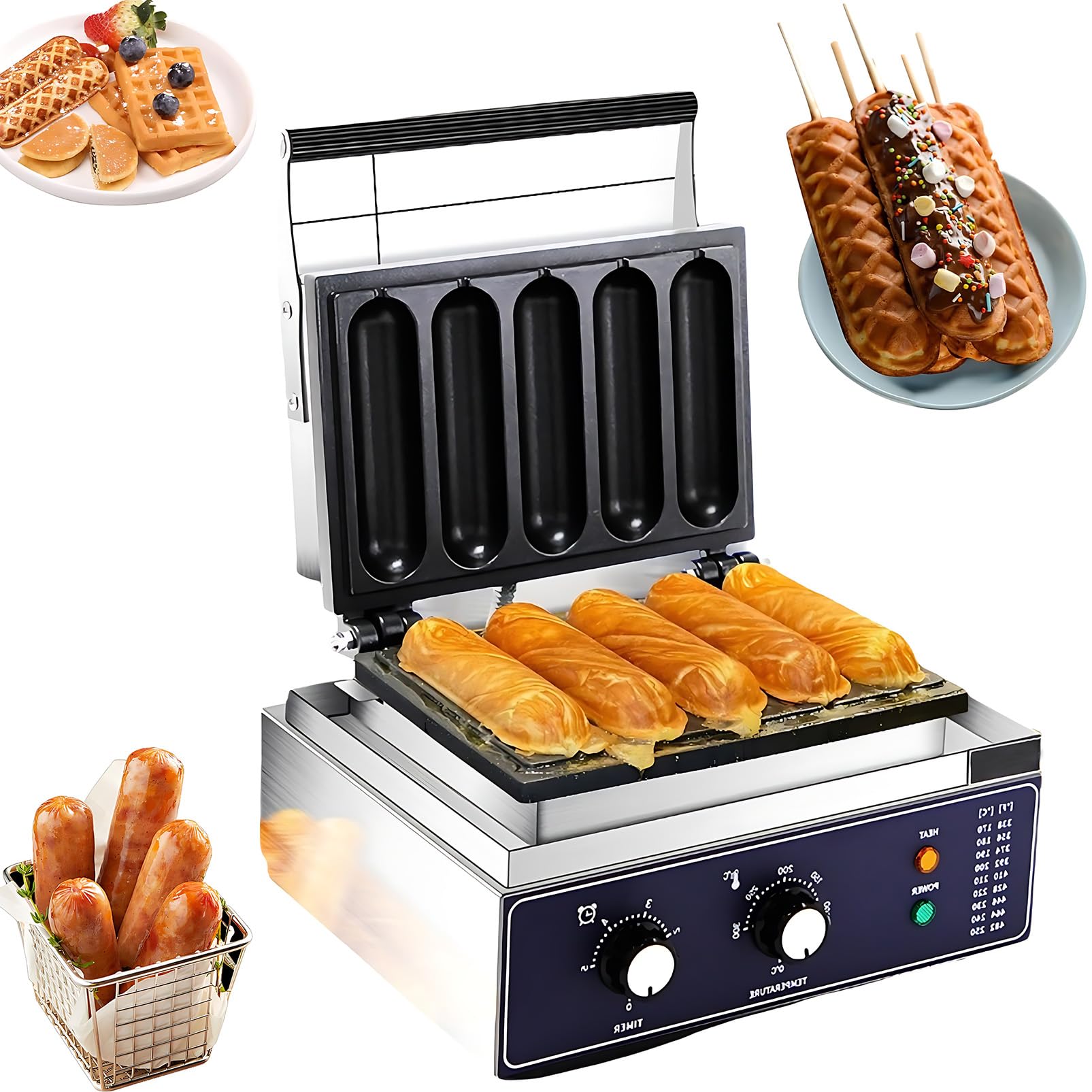 Machine à corn dogs professionnelle plaques antiadhésives contrôle 0-300°C