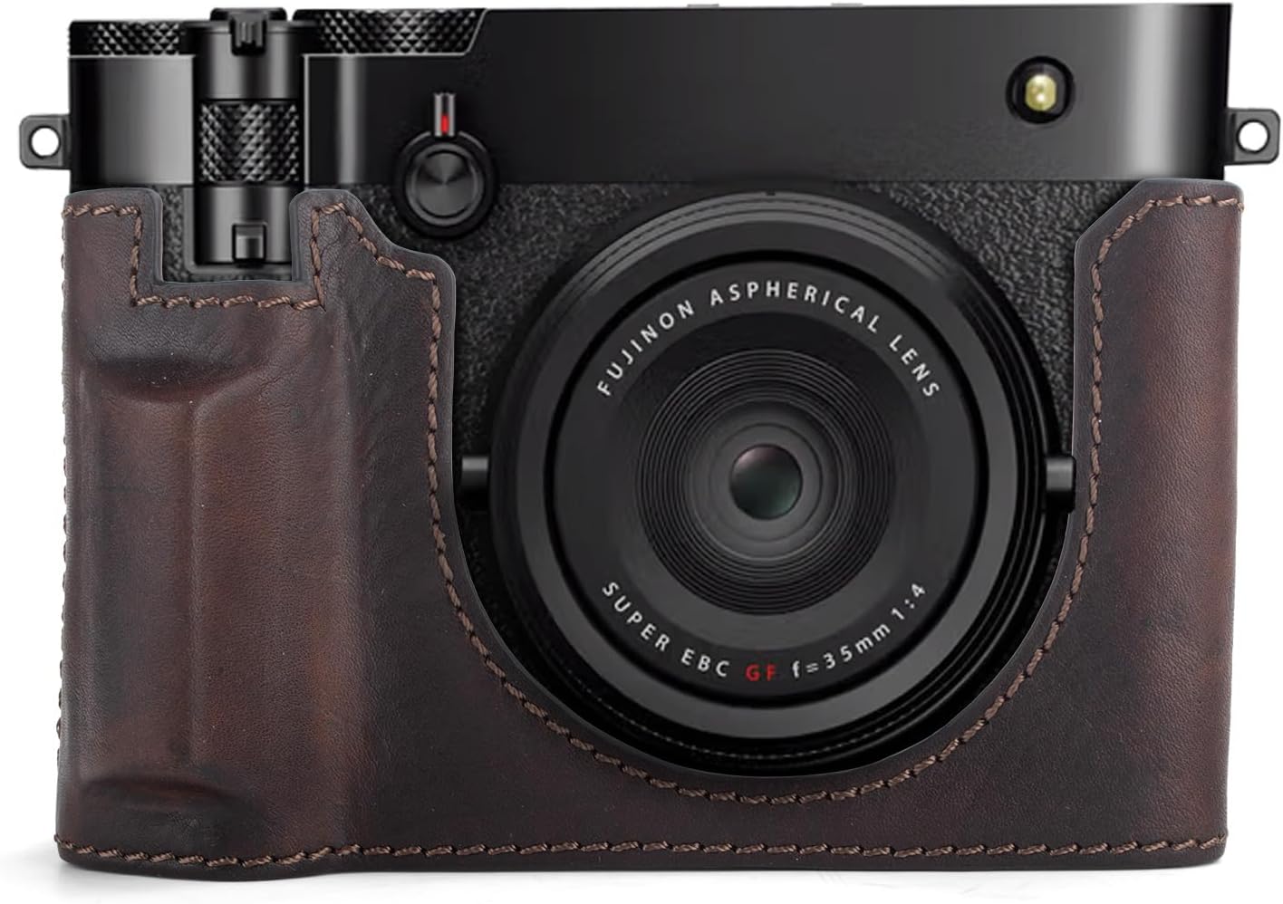 MUZIRI KINOKOO Fuji GFX100 RF Case, Genuine Leather Protective Half Case Compatible for Fuji GFX100 RF/GFX100RF Digital Camera - with Opening Bottom and Hand Grip Design - Coffee