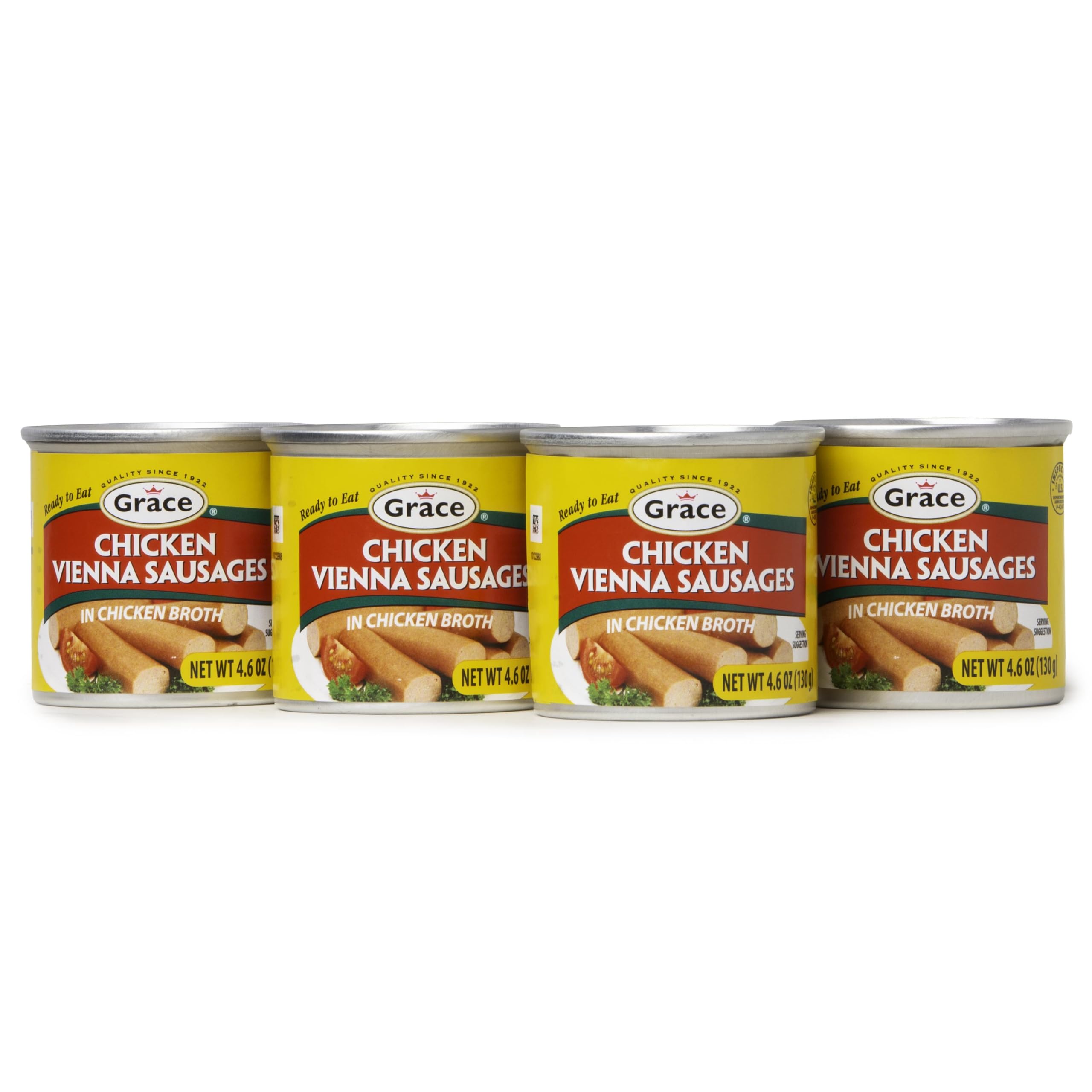 Grace Chicken Vienna Sausage in Chicken Broth 4.6z - US Made Vienna Sausages Canned Food - Chicken Sausages - Salchichas de Pollo